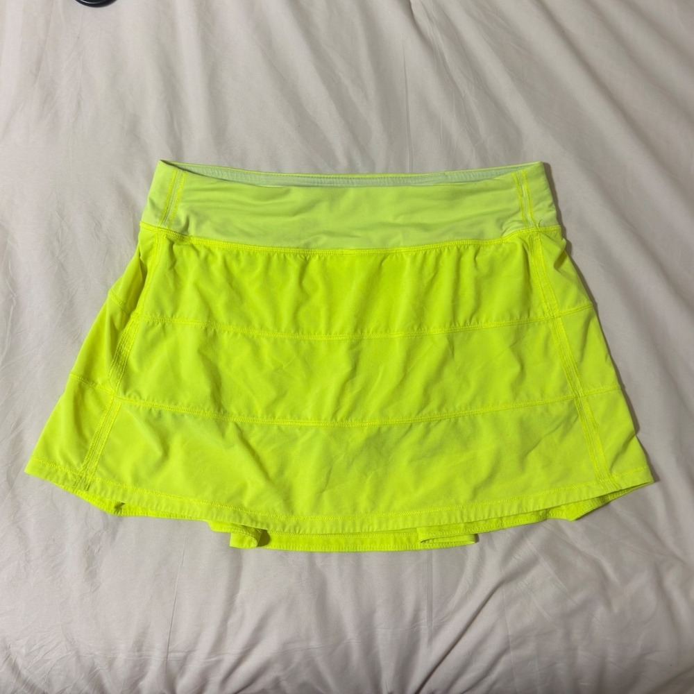 Lululemon Pace Rival Skirt Electric Lemon Neon Yellow Tennis Skort Size 8 Tall